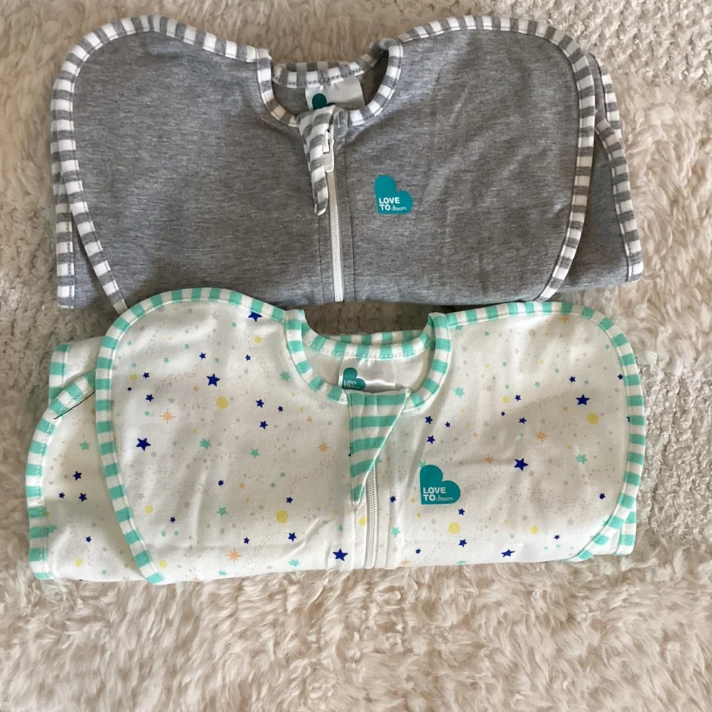 Love to Dream Bundle 2 Swaddles, Small, NWOT, Gray and Stars with organic cotton_3